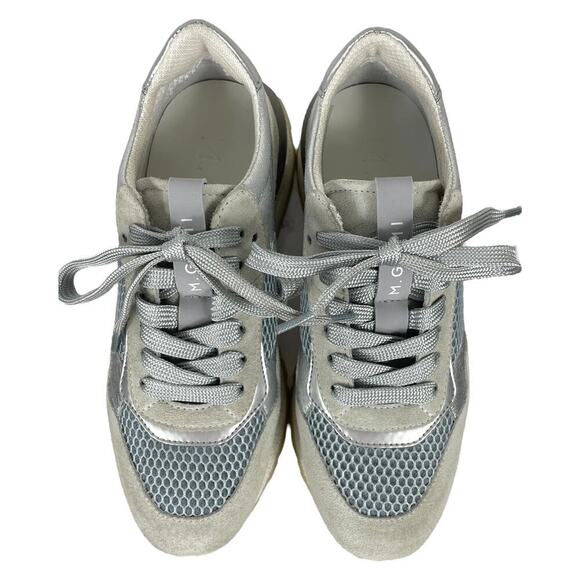 M. Gemi The Storia Sneaker Gray & Silver Size 6 Mixed Media Sporty Casual - Picture 10 of 13